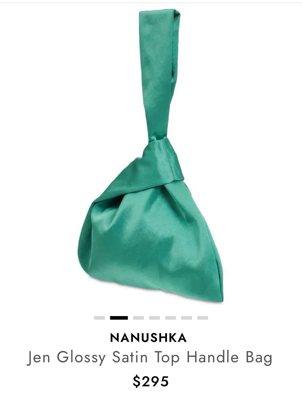 NANUSHKA Jen Glossy Satin Top Handle Bag Emerald NWT & Dustbag - Picture 2 of 7
